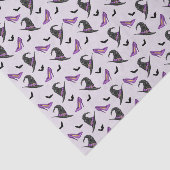 ウィッチハットパープルシューズとこうもりハロウィンパターン 薄葉紙 (詳細)