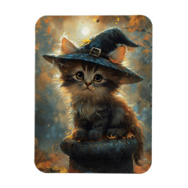 ウィッチハットフレキシブルマグネットをかぶったかわいい子猫 マグネット