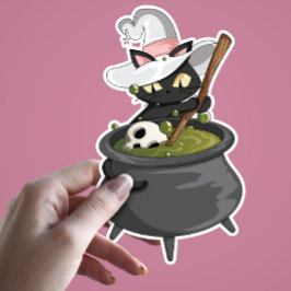 ウィッチハットブルーイング魔法ポーション付きキュート黒猫 シール