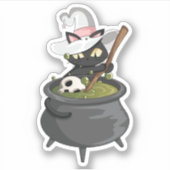 ウィッチハットブルーイング魔法ポーション付きキュート黒猫 シール (正面)