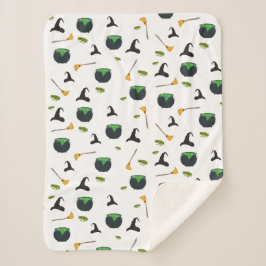 ウィッチハットブロムカルドロンハロウィーンパターン シェルパブランケット