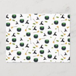 ウィッチハットブロムカルドロンハロウィーンパターン シーズンポストカード