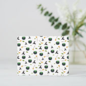 ウィッチハットブロムカルドロンハロウィーンパターン シーズンポストカード (スタンド正面)