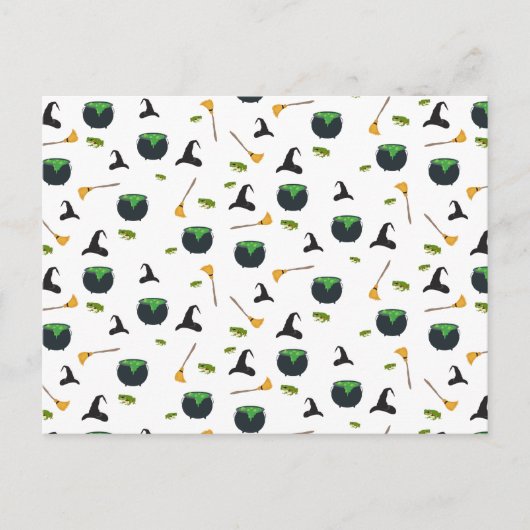 ウィッチハットブロムカルドロンハロウィーンパターン シーズンポストカード (正面)