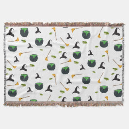 ウィッチハットブロムカルドロンハロウィーンパターン スローブランケット