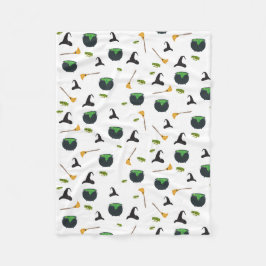 ウィッチハットブロムカルドロンハロウィーンパターン フリースブランケット