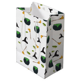 ウィッチハットブロムカルドロンハロウィーンパターン ミディアムペーパーバッグ