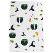 ウィッチハットブロムカルドロンハロウィーンパターン ミディアムペーパーバッグ (裏面)