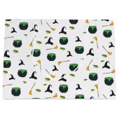 ウィッチハットブロムカルドロンハロウィーンパターン ラージペーパーバッグ (正面)