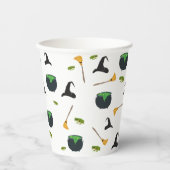 ウィッチハットブロムカルドロンハロウィーンパターン 紙コップ (正面)