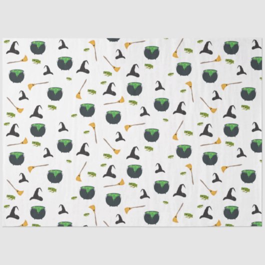 ウィッチハットブロムカルドロンハロウィーンパターン 薄葉紙 (正面)