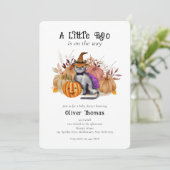 ウィッチハットベイビーシャワーの小さなブー詩の猫 招待状 (スタンド正面)