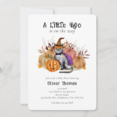 ウィッチハットベイビーシャワーの小さなブー詩の猫 招待状 (正面)