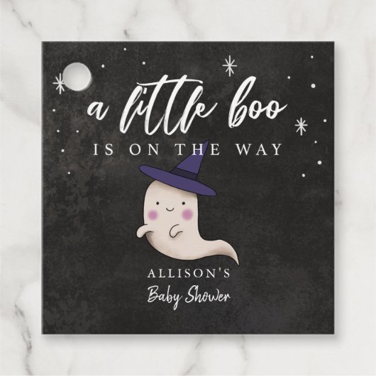 ウィッチハットベビーシャワー付きリトルブー幽霊 フェイバータグ (正面)