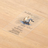 ウィッチハットムーンハロウィーンダークブライダルシャワー アクリル招待状 (レイダウン)