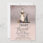 ウィッチハットワインバラグリッター《写真》ぼけ味ベビーシャワー 招待状 (正面)