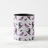 ウィッチハット薄紫ヒールとこうもりハロウィーンパターン マグカップ (中央)