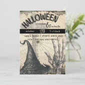 ウィッチハット |スケルトンハンド | Spider Webハロウィーン 招待状 (スタンド正面)
