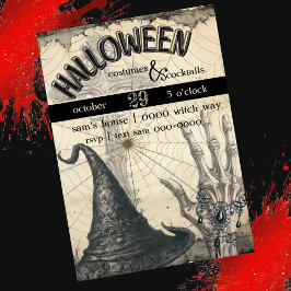 ウィッチハット |スケルトンハンド | Spider Webハロウィーン 招待状