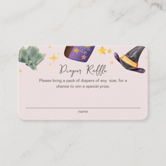 ウィッチハロウィンガールおむつラッフルベビーシャワー エンクロージャーカード (正面)