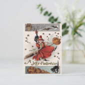 ウィッチハロウィーンのカボチャのちょうちん黒猫こうもりフクロウ ポストカード (スタンド正面)