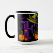ウィッチハロウィーンイニシャル「F」マグ マグカップ (左)