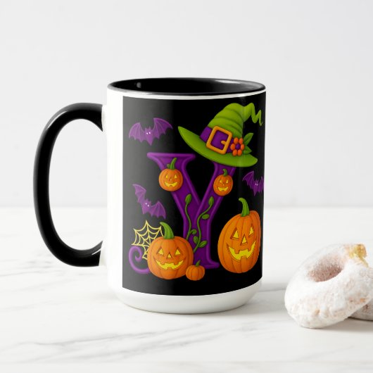 ウィッチハロウィーンイニシャル"Y"マグ マグカップ (ドーナツ付き)