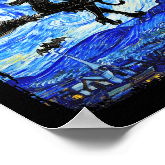 ウィッチハロウィーンスターリーナイトバンゴッホ美学Pa ポスター (角)