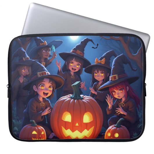 ウィッチハロウィーンダークテーマエレクトロニクスバッグ ラップトップスリーブ (正面)