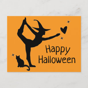 ウィッチハロウィーンナマステヨガオレンジブラックモダン ポストカード