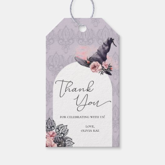 ウィッチハロウィーン誕生日またはベビーシャワー ギフトタグ (正面)