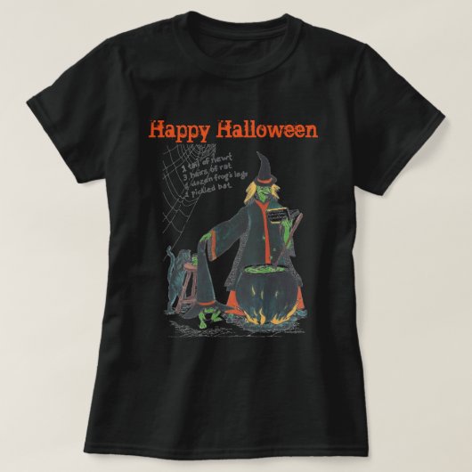 ウィッチハロウィーン醸造怖いデザイン Tシャツ (デザイン正面)