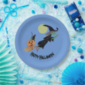 ウィッチハローウィンパーティおもしろいカラフル紙プレート ペーパープレート (パーティー)