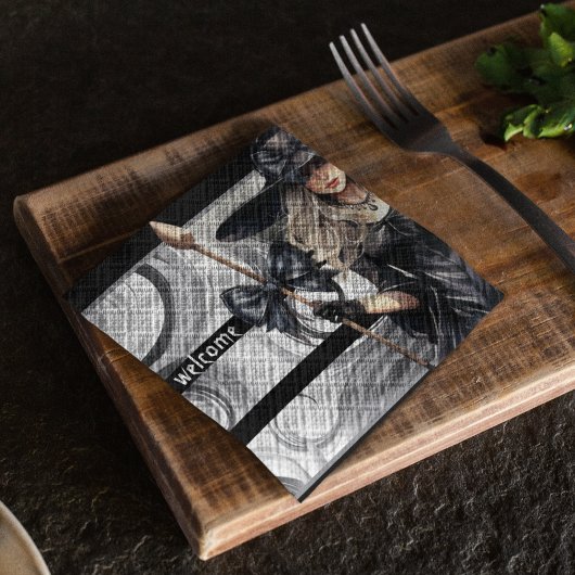 ウィッチハローウィンパーティ（背景が渦巻き） スタンダードカクテルナプキン