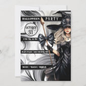 ウィッチハローウィンパーティ(背景が渦巻き) 招待状 (正面)