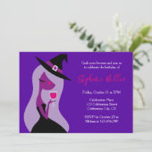 ウィッチバースデーパーティハロウィンピンクパープル 招待状 (スタンド正面)