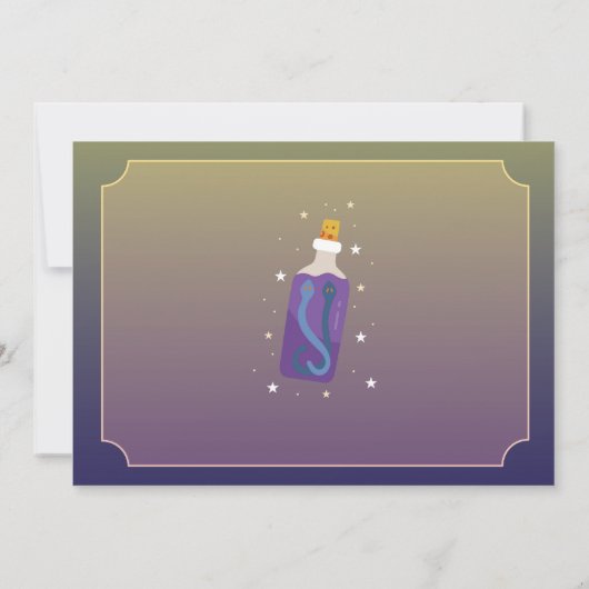 ウィッチバースデーパーティーWandsレディーガールズピンクの写真 招待状 (裏面)