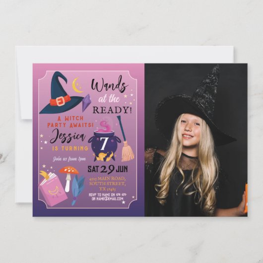 ウィッチバースデーパーティーWands Ready Girls写真 招待状 (正面)