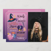 ウィッチバースデーパーティーWands Ready Girls写真 招待状 (正面/裏面)