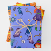 ウィッチパンプキンブラックキャットデザインパーフェクトハロウィーン ラッピングペーパーシート (インサイチュ)