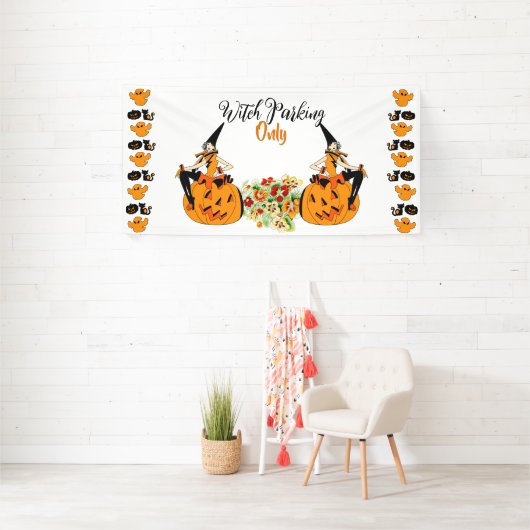 ウィッチパーキングのみハロウィンカボチャ幽霊 不気味 横断幕 (インサイチュ)