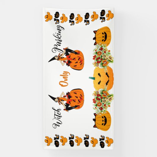ウィッチパーキングのみハロウィーン不気味ハロウィーンのカボチャのちょうちん 横断幕 (縦)