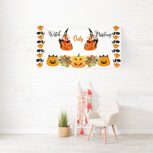 ウィッチパーキングのみハロウィーン不気味ハロウィーンのカボチャのちょうちん 横断幕 (インサイチュ)
