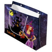 ウィッチパーソナライズされたトリックまたはトリートバッグ ラージペーパーバッグ (正面アングル)