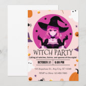 ウィッチパーティーハロウィーンお祝い 招待状 (正面/裏面)