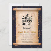 ウィッチパーティーハロウィーン神秘的誕生日 招待状 (正面)