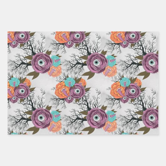 ウィッチビクトリアンゴシックフローラヴィンテージハロウィーン ラッピングペーパーシート (正面2)