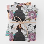 ウィッチビクトリアンゴシックフローラヴィンテージハロウィーン ラッピングペーパーシート (インサイチュ)