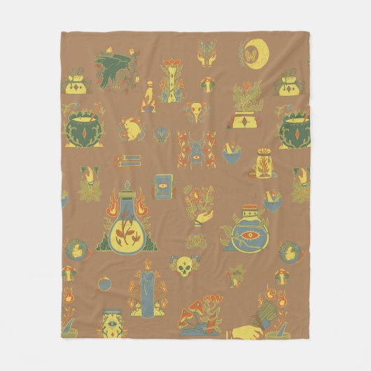 ウィッチビジネスヴィンテージアート フリースブランケット (正面)
