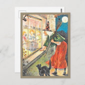 ウィッチピアリングウィンドウ – ヴィンテージハロウィーン ポストカード (正面/裏面)